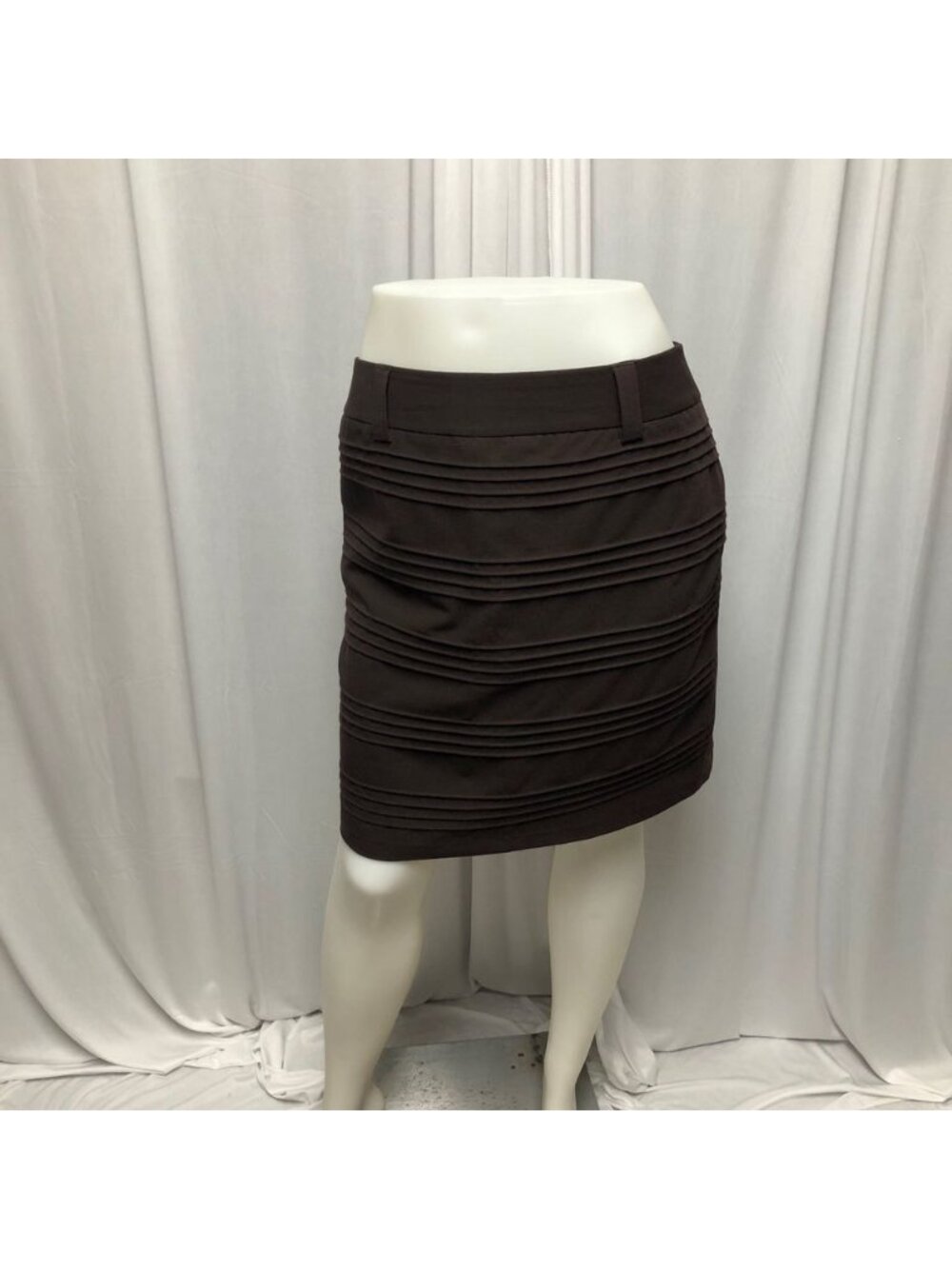 Dressbarn Skirt Womens Size 8 Brown Front Detailing Back Zipper Pencil Office